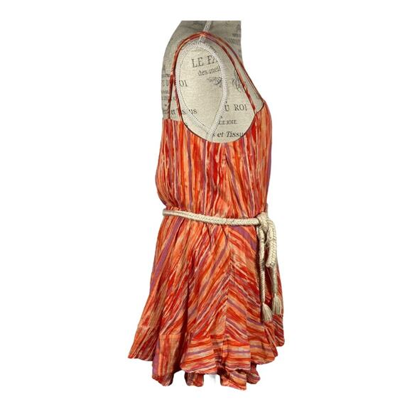 Free People Heart Shaped Face Mini Dress In Orange Combo Women’s Size Large - Picture 6 of 11